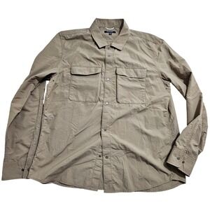 Proof Rover Shirt Mens XL Khaki Tan Nylon Long Sleeve Snap Front Utility Jacket